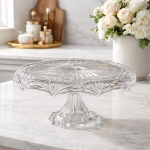 NIB Mantles Vintage Crystal Pedestal Cake Stand / Pastry Stand / Cupcake Stand